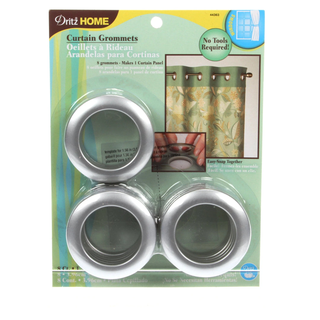 Dritz Home Large Curtain Grommets 1 9/16" Brushed Silver