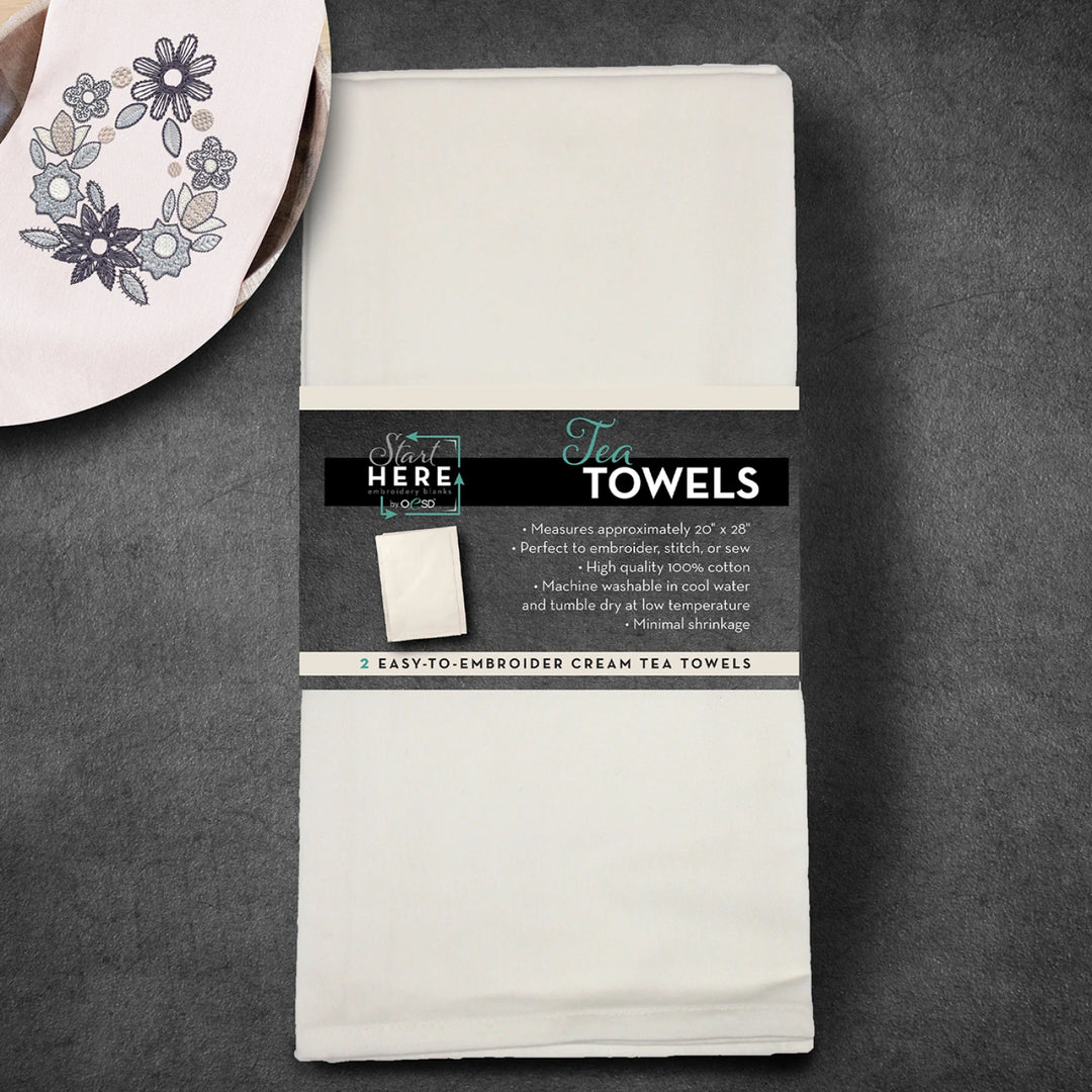Tea Towel CREAM 20"x28" 2/pk