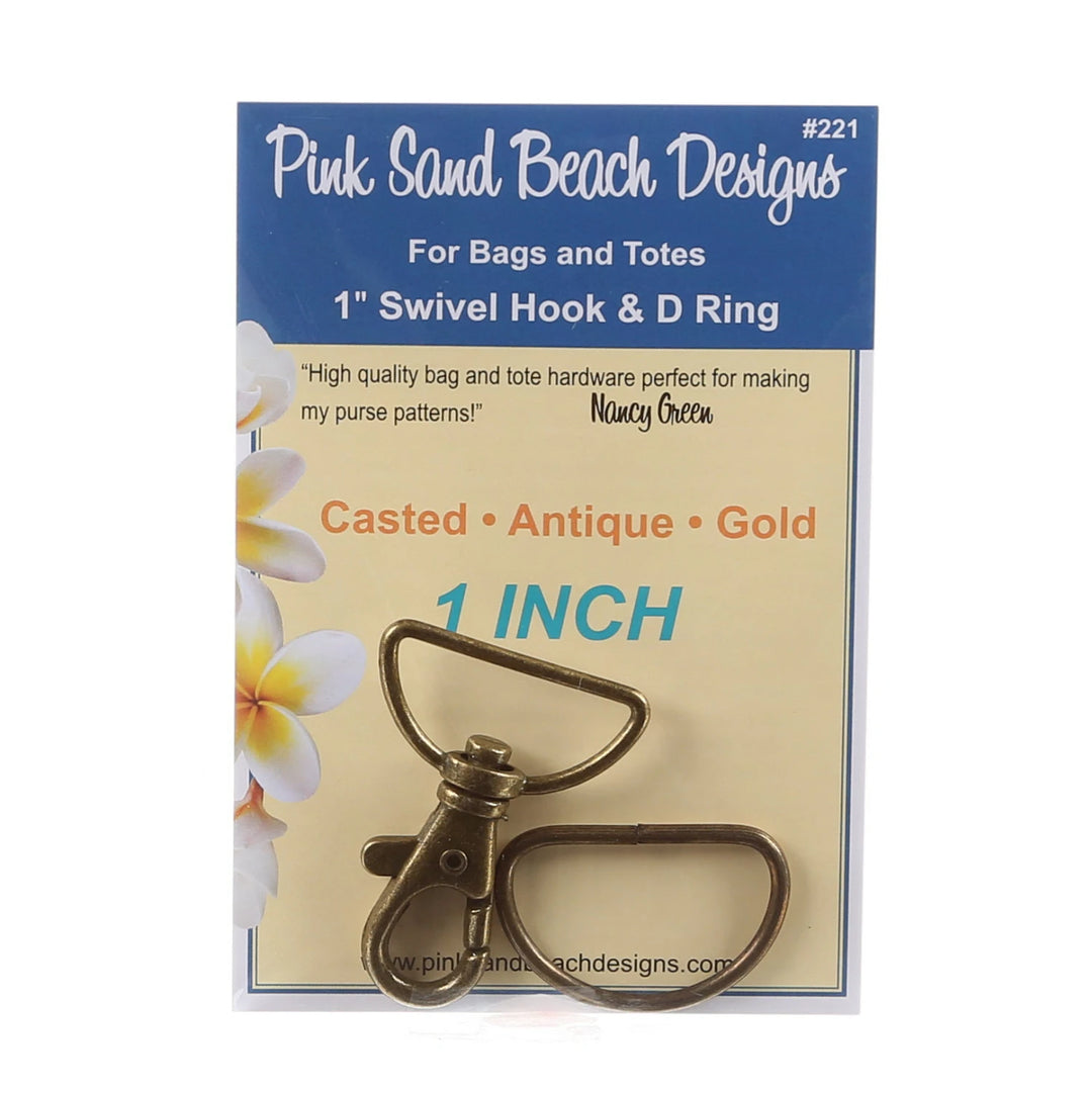 Swivel Hook And D Ring Antique Gold 1"