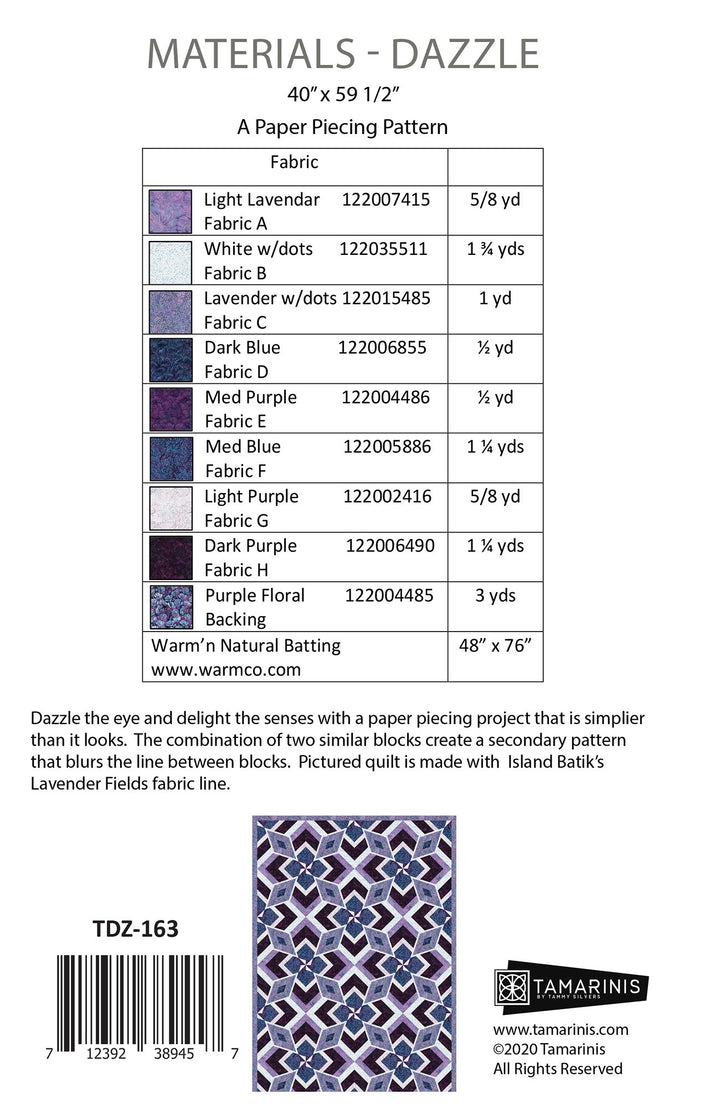 Dazzle Quilt Pattern Tamarinis